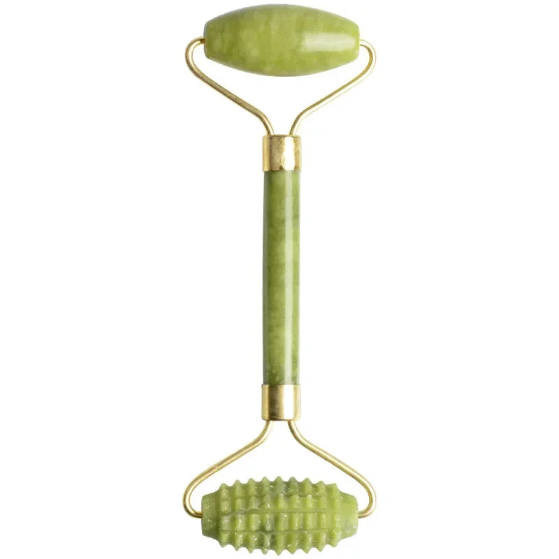 Facial Jade Massage Roller Set Guasha Board Double Heads Jade Roller for Face Natural Stone Massage Slimming Board Beauty Neck